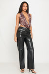 Leopard Print Plunge Halter Open Back Top