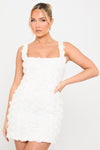 White Floral Square Neck Corset Mini Dress