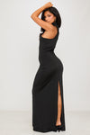 Black Halter High Neck Embellished Detail Maxi Dress