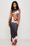 Black Floral Print Cut Out Detail Maxi Dress