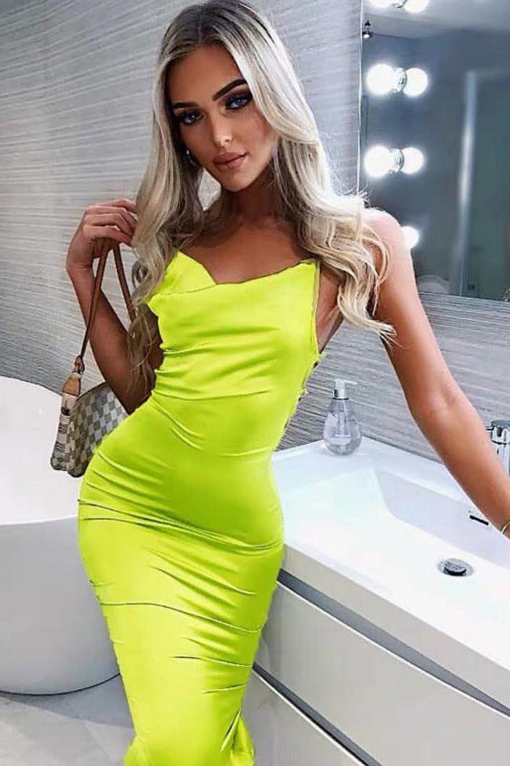 neon green dress bodycon Holland Bodycon Dress - Neon Green