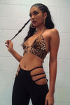 Black Hip Cut Out High Waisted Flare Trousers