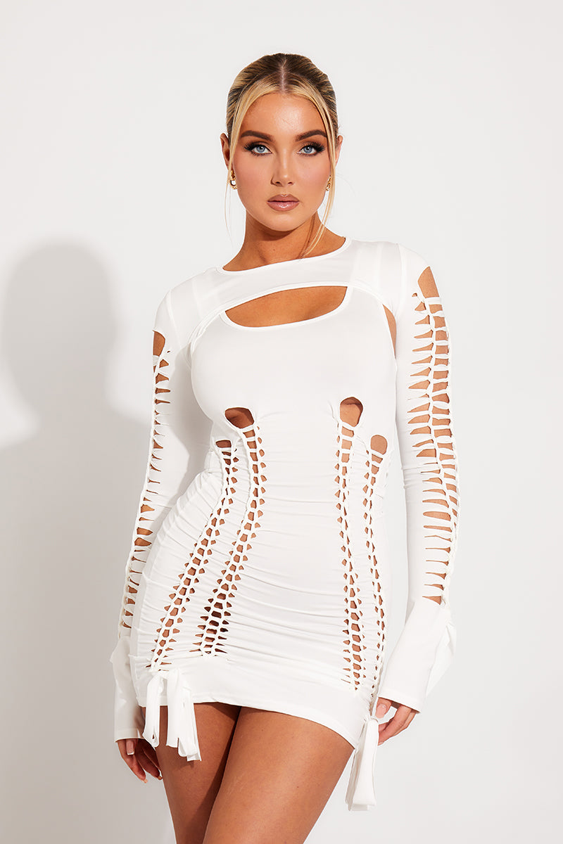 White Cut Out Braid Detail Long Sleeve Mini Dress | Nothingbutstyle White Cut Out Braid Detail Long Sleeve Mini Dress | Nothingbutstyle