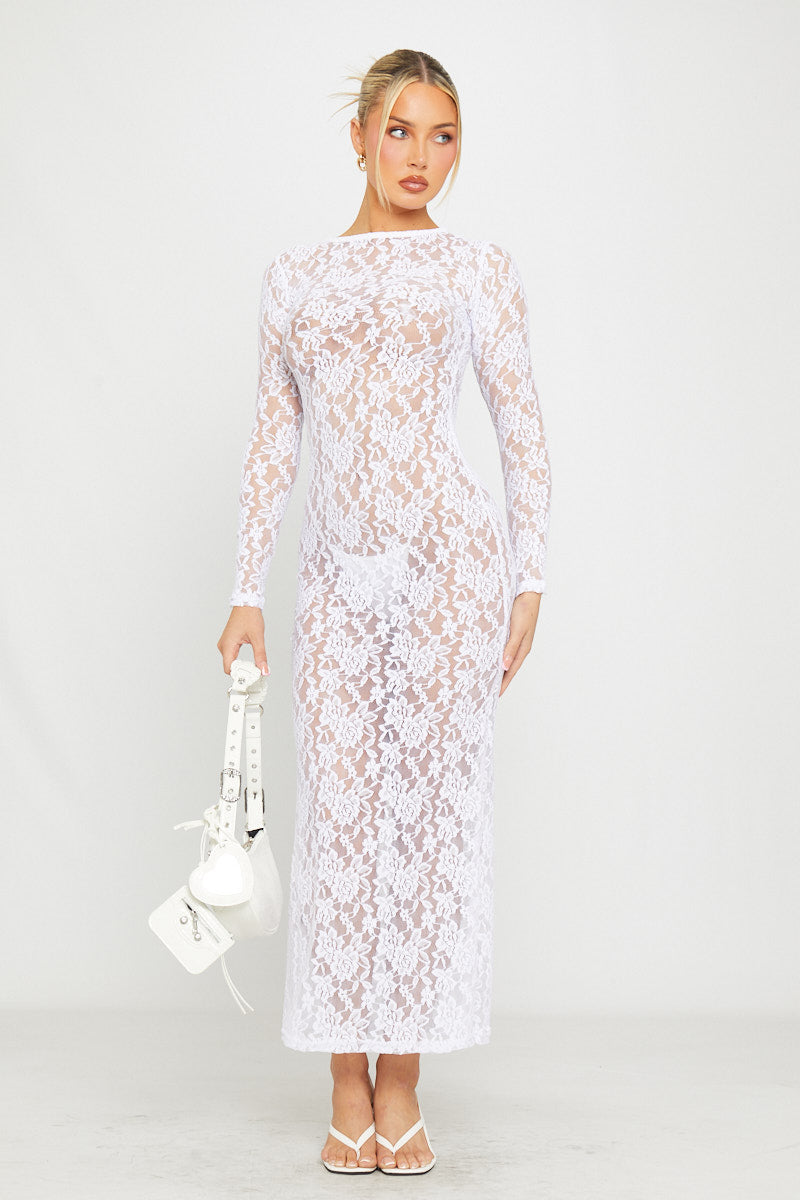 White Maxi Bodycon Dress White Sheer Lace Long Sleeve Bodycon Maxi Dress Nothingbutstyle White Maxi Bodycon Dress White Sheer Lace Long Sleeve Bodycon Maxi Dress Nothingbutstyle