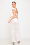 White Floral Lace Straight Leg Trousers