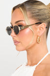 Gold Black Metal Oval Frame Sunglasses