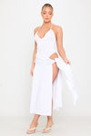 White Halter Plunge Bodysuit & Tie Maxi Skirt Co-Ord