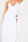 White Halter Plunge Bodysuit & Tie Maxi Skirt Co-Ord