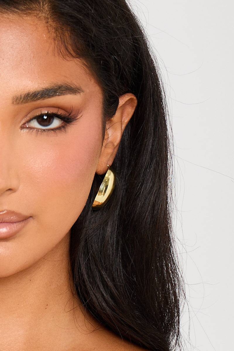 Gold Chunky Oval Earrings