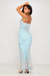 Light Blue Floral Print Stappy Maxi Dress