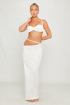 White Rope Detail Ruched Top & Maxi Skirt Co-Ord