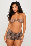Leopard Print Frill Bra Top & Low Rise Hot Pants Co-Ord