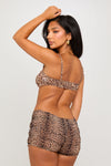 Leopard Print Frill Bra Top & Low Rise Hot Pants Co-Ord