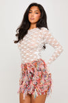 Pink Shaggy Texture Low Rise Mini Skirt