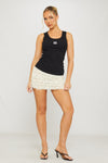 Black Rib Anagram Embroidered Vest Top
