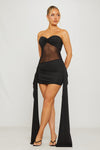 Black Twist Detail Asymmetric Draped Mini Dress
