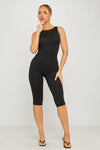 Black Sleeveless Open Back Capri Jumpsuit