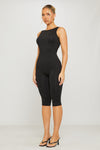 Black Sleeveless Open Back Capri Jumpsuit