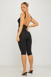 Black Sleeveless Open Back Capri Jumpsuit