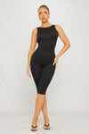 Black Sleeveless Open Back Capri Jumpsuit