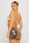 Leopard Print Sequin Halter Top & Mini Skirt Co-Ord