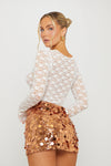 Gold Sequin Disc Low Rise Mini Skirt