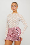 Pink Sequin Disc Low Rise Mini Skirt