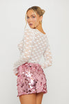 Pink Sequin Disc Low Rise Mini Skirt