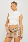 Multi Sequin Diamond Detail Low Rise Mini Skirt