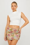 Multi Sequin Diamond Detail Low Rise Mini Skirt