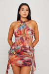 Multi Halter Neck Cut Out Open Back Mini Dress