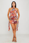 Multi Halter Neck Cut Out Open Back Mini Dress