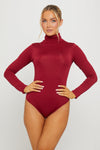 Wine Long Sleeve Turtleneck Bodysuit