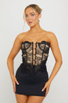 Black Lace Trim Structured Bustier Corset Top