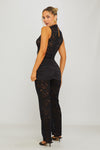 Black Lace Sheer Keyhole Sleeveless Jumpsuit