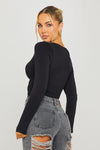 Black Seamless Sculpting Long Sleeve Bodysuit