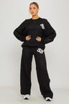 Black Knit Oversized Swirl Detail Sweater & Joggers Co-Ord