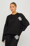 Black Knit Oversized Swirl Detail Sweater & Joggers Co-Ord