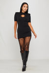 Black Keyhole Lace Cut Out Mini Dress
