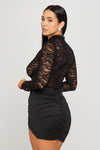 Black Lace Keyhole Cut Out Mini Dress