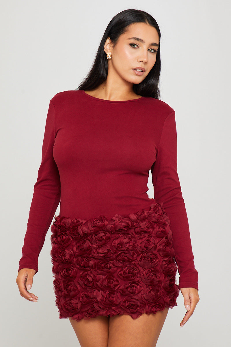 wine mini dress long sleeve Pretty Portrait Long Sleeve Mini Dress Wine