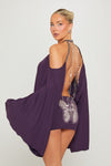 Purple Embellished Butterfly Bodycon Mini Dress