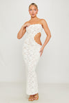 White Lace Bandeau Cut Out Maxi Dress