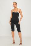 Black Contrast Sweetheart Neckline Capri Jumpsuit