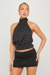 Black Polka Dot Halterneck Open Back Top
