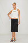 Black Low Waist Tie Detail Capri Pants