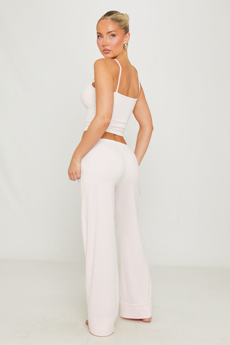 Pink Cami Top & Wide Leg Trousers Set