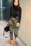 Camo Print Cuffed Hem Cargo Trousers