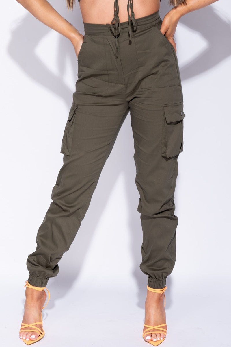 Khaki Utility Pocket Detail Cargo Trousers