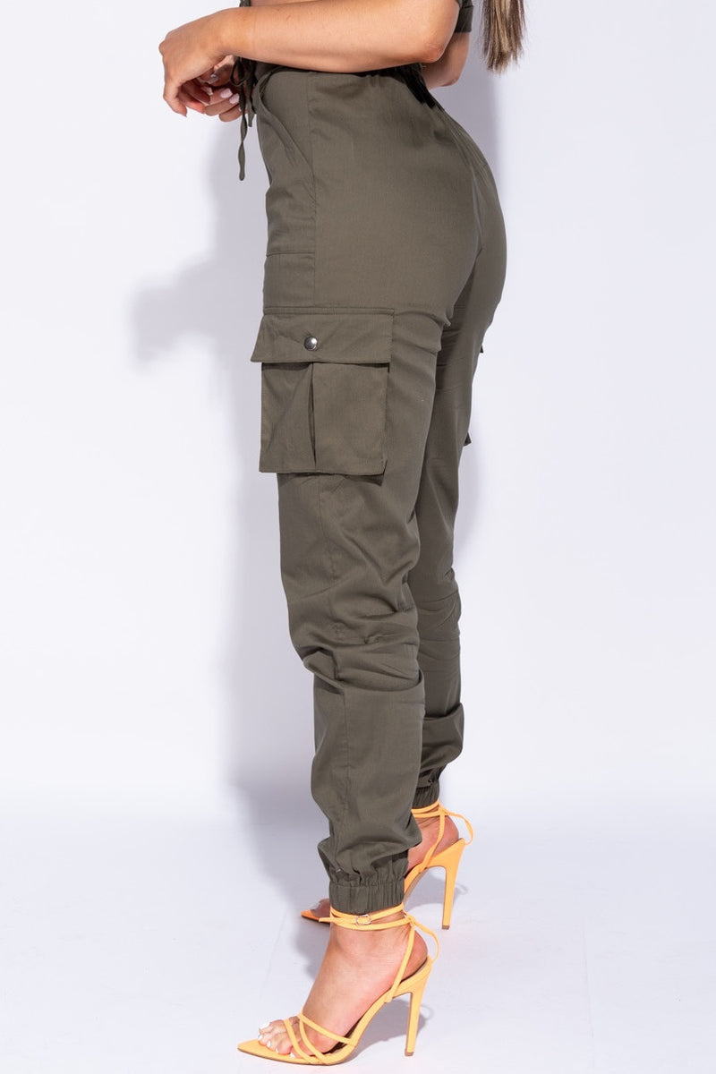 Khaki Utility Pocket Detail Cargo Trousers